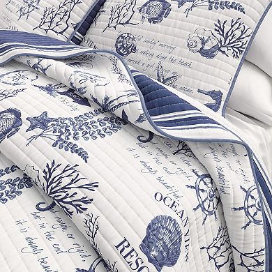 Madelinen® Coastal Motif Cotton Quilt Set with Shams