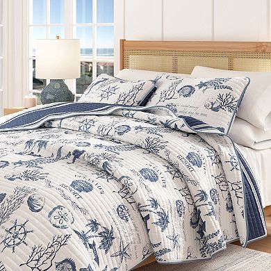 Madelinen® Coastal Motif Cotton Quilt Set with Shams