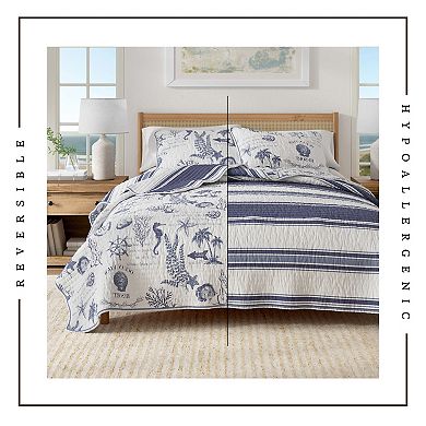 Madelinen® Coastal Motif Cotton Quilt Set with Shams