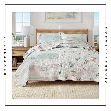 Madelinen® Reversible Stripe and Coastal Printed Cotton Quilt Set with Shams