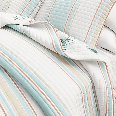 Madelinen® Reversible Stripe and Coastal Printed Cotton Quilt Set with Shams