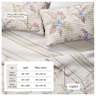 Madelinen® Tropical Palm Cotton Quilt Set with Shams