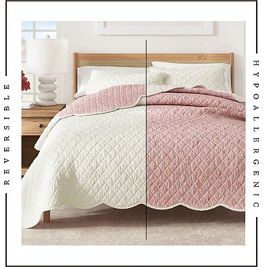 Madelinen® Reversible Floral Scalloped Quilt Set with Shams