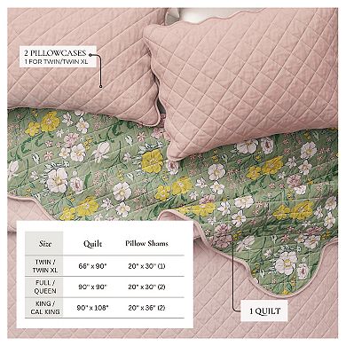 Madelinen® Reversible Floral Scalloped Quilt Set with Shams