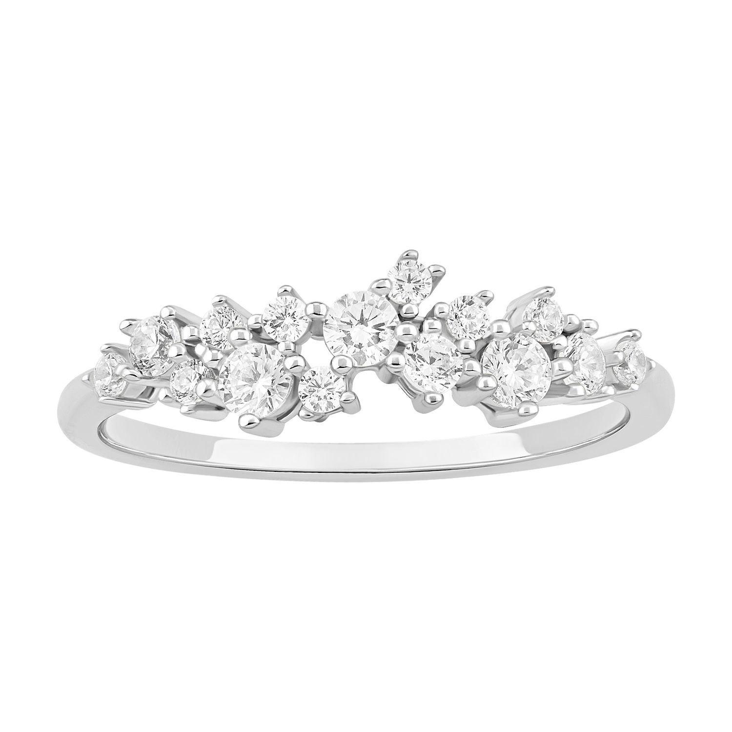PRIMROSE Sterling Silver Cubic Zirconia Cluster Ring - Sterling (7)