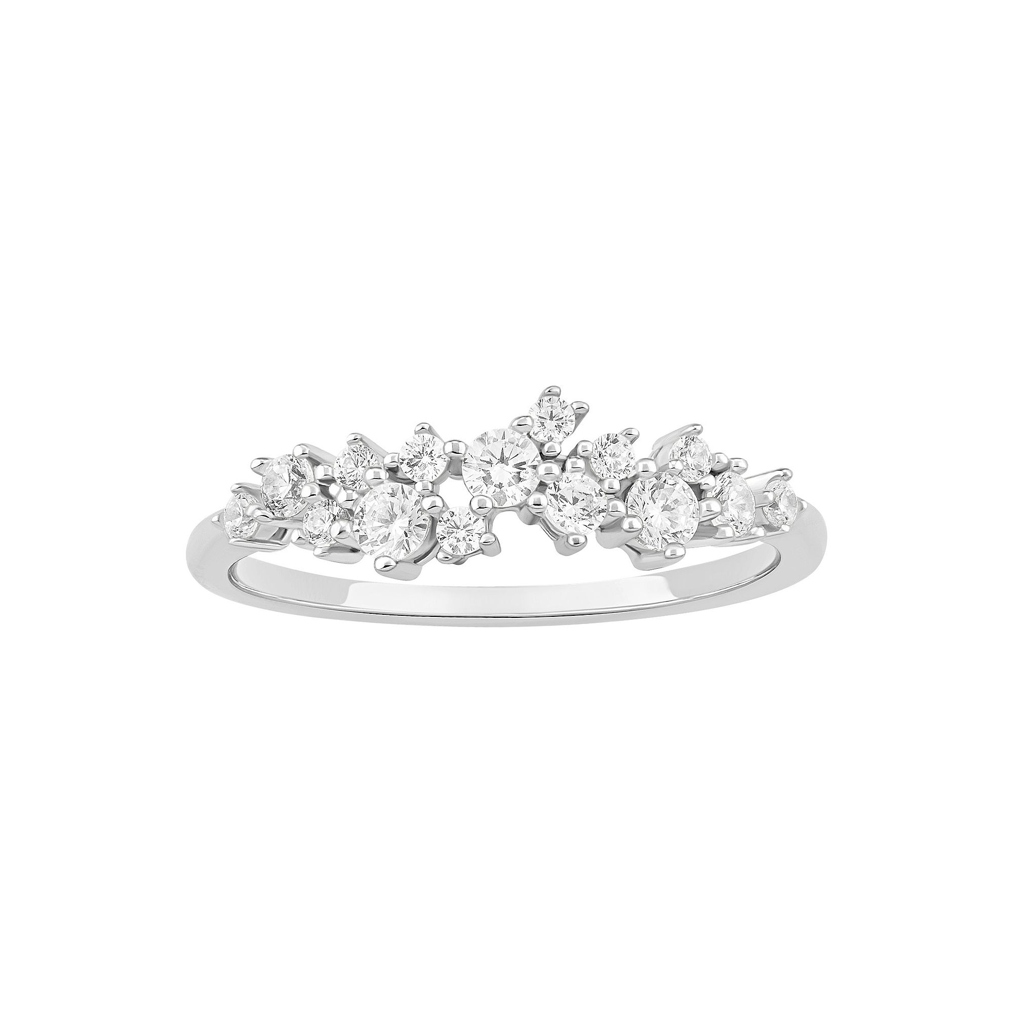 PRIMROSE Sterling Silver Cubic Zirconia Cluster Ring, Womens, Size: 9