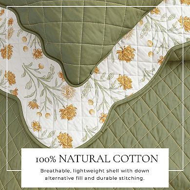 Madelinen® Scalloped Edge Floral Print Reversible Quilt Set with Shams