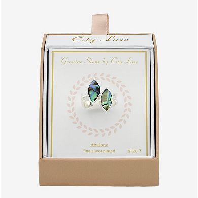 City Luxe Silver Tone Abalone Ring