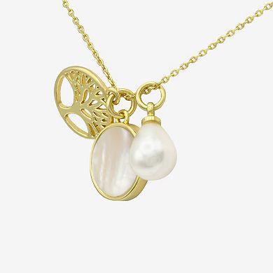 City Luxe Gold Tone Mother-of-Pearl Tree Pendant Necklace
