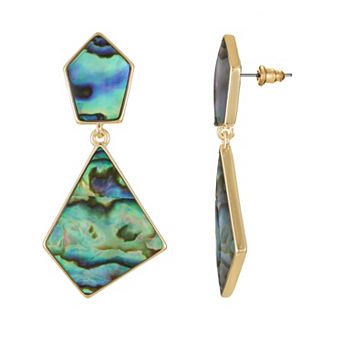 City Luxe Gold Tone Oblong Abalone Drop Earrings