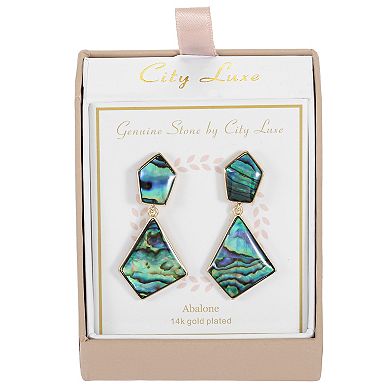 City Luxe Gold Tone Oblong Abalone Drop Earrings