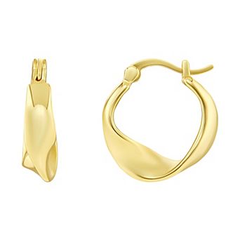 PRIMROSE 14k Gold Flash Plated Polished Twist Hoop Earrings