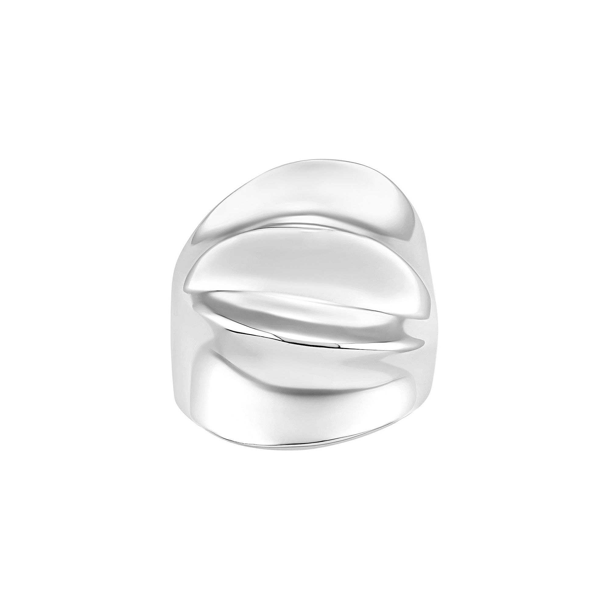 PRIMROSE Fine Silver Plated Polished Wrinkle Band Ring, Womens, Size: 9, S
