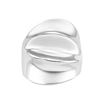 PRIMROSE Fine Silver Plated Polished Wrinkle Band Ring