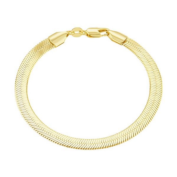 PRIMROSE 6 mm Flat Herringbone Bracelet - Gold Tone