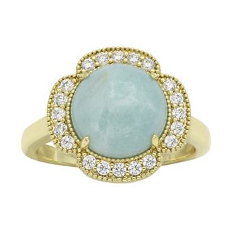City Luxe Gold Tone Amazonite Cubic Zirconia Ring