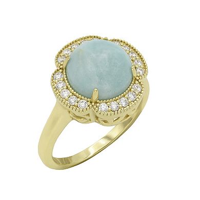 City Luxe Gold Tone Amazonite Cubic Zirconia Ring