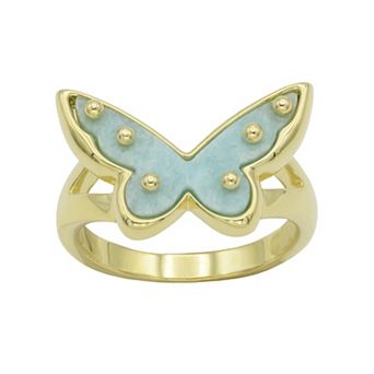 City Luxe Gold Tone Amazonite Butterfly Ring