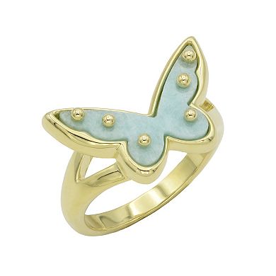 City Luxe Gold Tone Amazonite Butterfly Ring