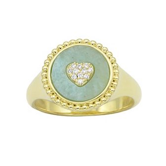City Luxe Gold Tone Amazonite Heart Ring
