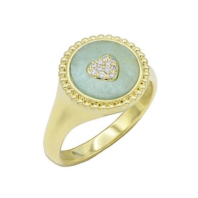 City Luxe Gold Tone Amazonite Heart Ring