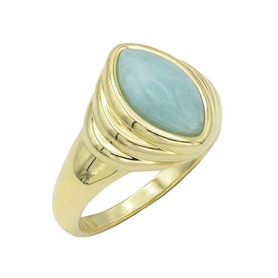 City Luxe Gold Tone Amazonite Marquise Ring