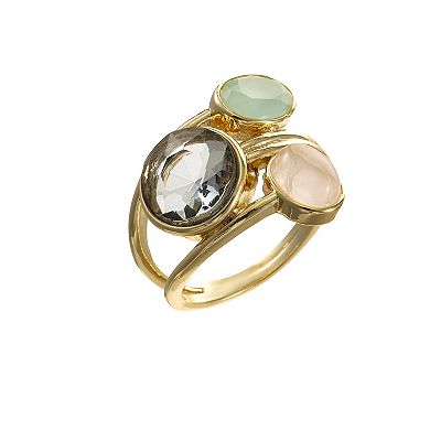 City Luxe Gold Tone Rose Quartz Ring