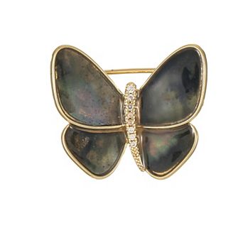 City Luxe Gold Tone Abalone Butterfly Pin