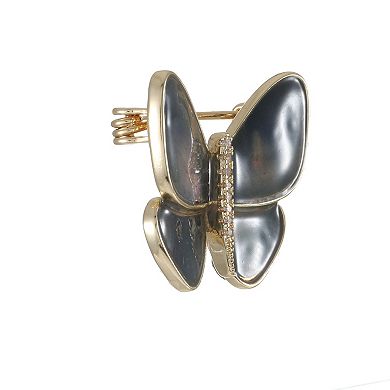 City Luxe Gold Tone Abalone Butterfly Pin