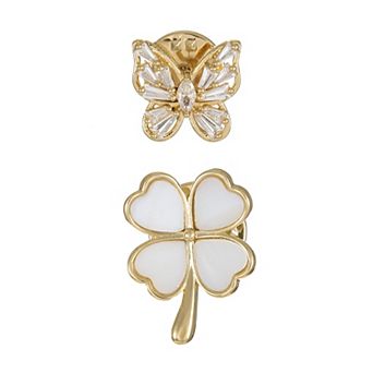 City Luxe Gold Tone Mother-of-Pearl Cubic Zirconia Pin Set