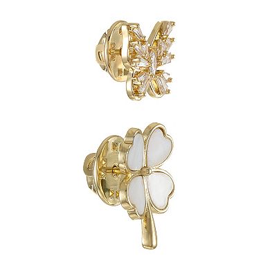 City Luxe Gold Tone Mother-of-Pearl Cubic Zirconia Pin Set
