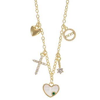 City Luxe Gold Tone Mother-of-Pearl Stone Charm Necklace