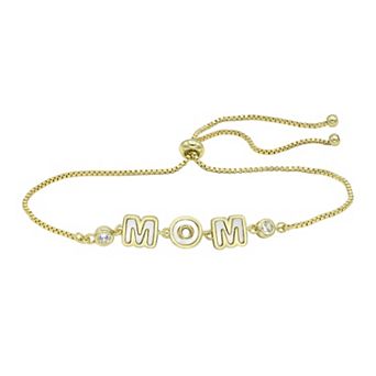 City Luxe Gold Tone Mother-of-Pearl MOM Adjustable Bolo Bracelet