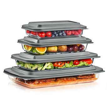 Sorbus 8 pc Deep Glass Baking Dish Set with Lids