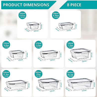 Sorbus 16-Piece Glass Food Storage Containers with Lids