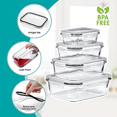 Sorbus 16-Piece Glass Food Storage Containers with Lids