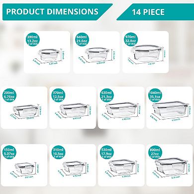 Sorbus 28-Piece Glass Food Storage Containers with Lids