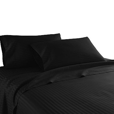 London Collection 600 Thread Count Wrinkle Resistant Woven Stripe 100% Egyptian Cotton Sheet Set
