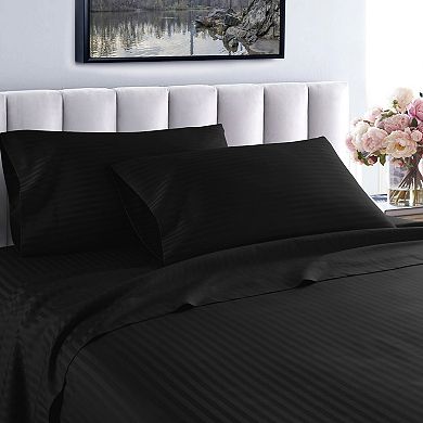 London Collection 600 Thread Count Wrinkle Resistant Woven Stripe 100% Egyptian Cotton Sheet Set