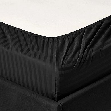London Collection 600 Thread Count Wrinkle Resistant Woven Stripe 100% Egyptian Cotton Sheet Set
