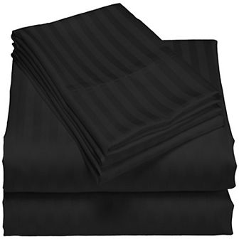 London Collection 600 Thread Count Wrinkle Resistant Woven Stripe 100% Egyptian Cotton Sheet Set