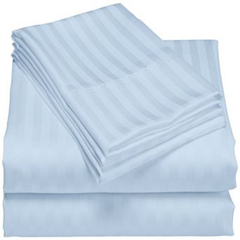 London Collection 600 Thread Count Wrinkle Resistant Woven Stripe 100% Egyptian Cotton Sheet Set