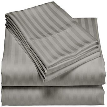 London Collection 600 Thread Count Wrinkle Resistant Woven Stripe 100% Egyptian Cotton Sheet Set