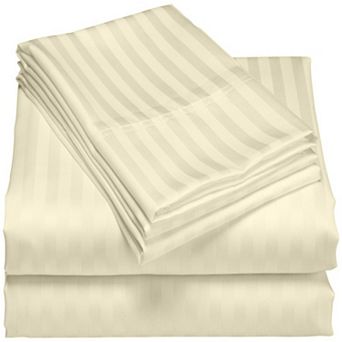 London Collection 600 Thread Count Wrinkle Resistant Woven Stripe 100% Egyptian Cotton Sheet Set