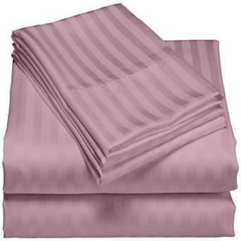 London Collection 600 Thread Count Wrinkle Resistant Woven Stripe 100% Egyptian Cotton Sheet Set