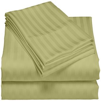 London Collection 600 Thread Count Wrinkle Resistant Woven Stripe 100% Egyptian Cotton Sheet Set