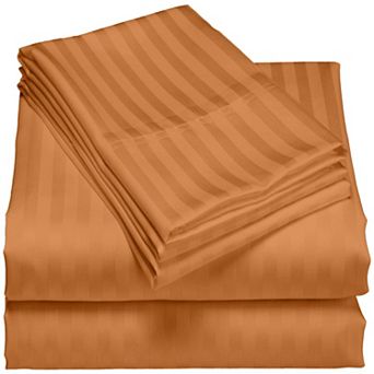 London Collection 600 Thread Count Wrinkle Resistant Woven Stripe 100% Egyptian Cotton Sheet Set