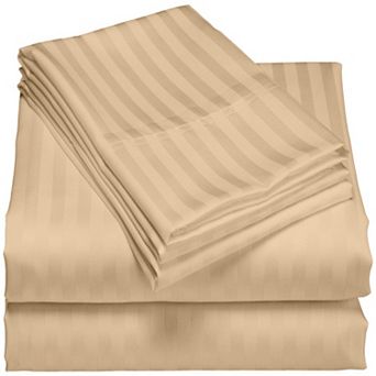 London Collection 600 Thread Count Wrinkle Resistant Woven Stripe 100% Egyptian Cotton Sheet Set