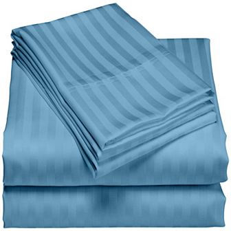 London Collection 600 Thread Count Wrinkle Resistant Woven Stripe 100% Egyptian Cotton Sheet Set
