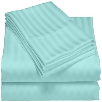 London Collection 600 Thread Count Wrinkle Resistant Woven Stripe 100% Egyptian Cotton Sheet Set